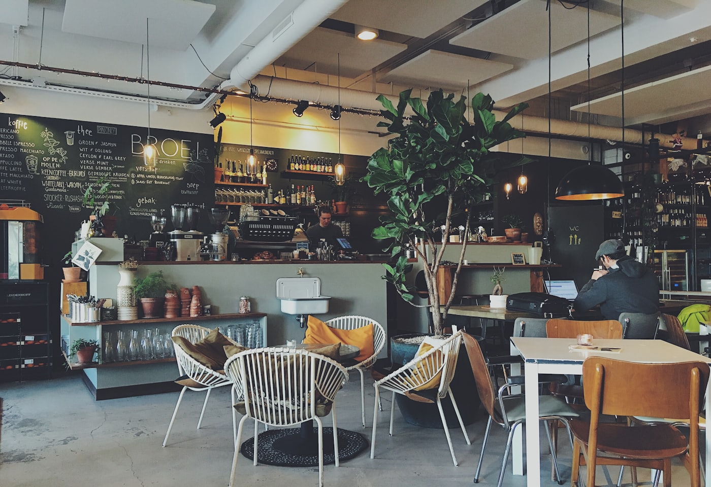 A café counter ready to take orders