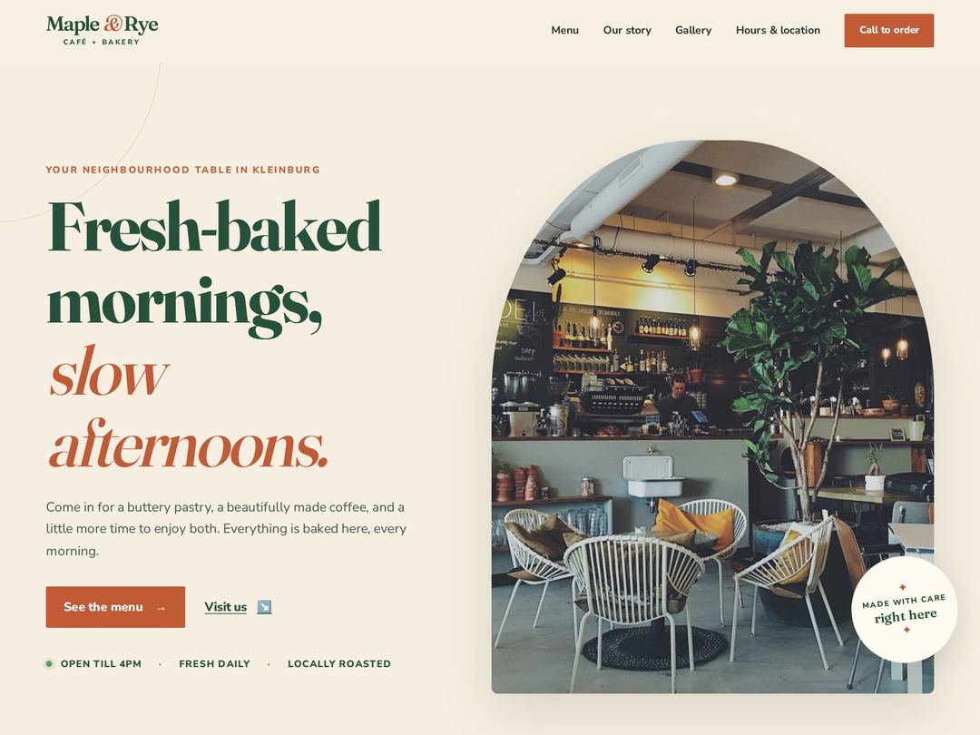 Maple & Rye — café and bakery concept site